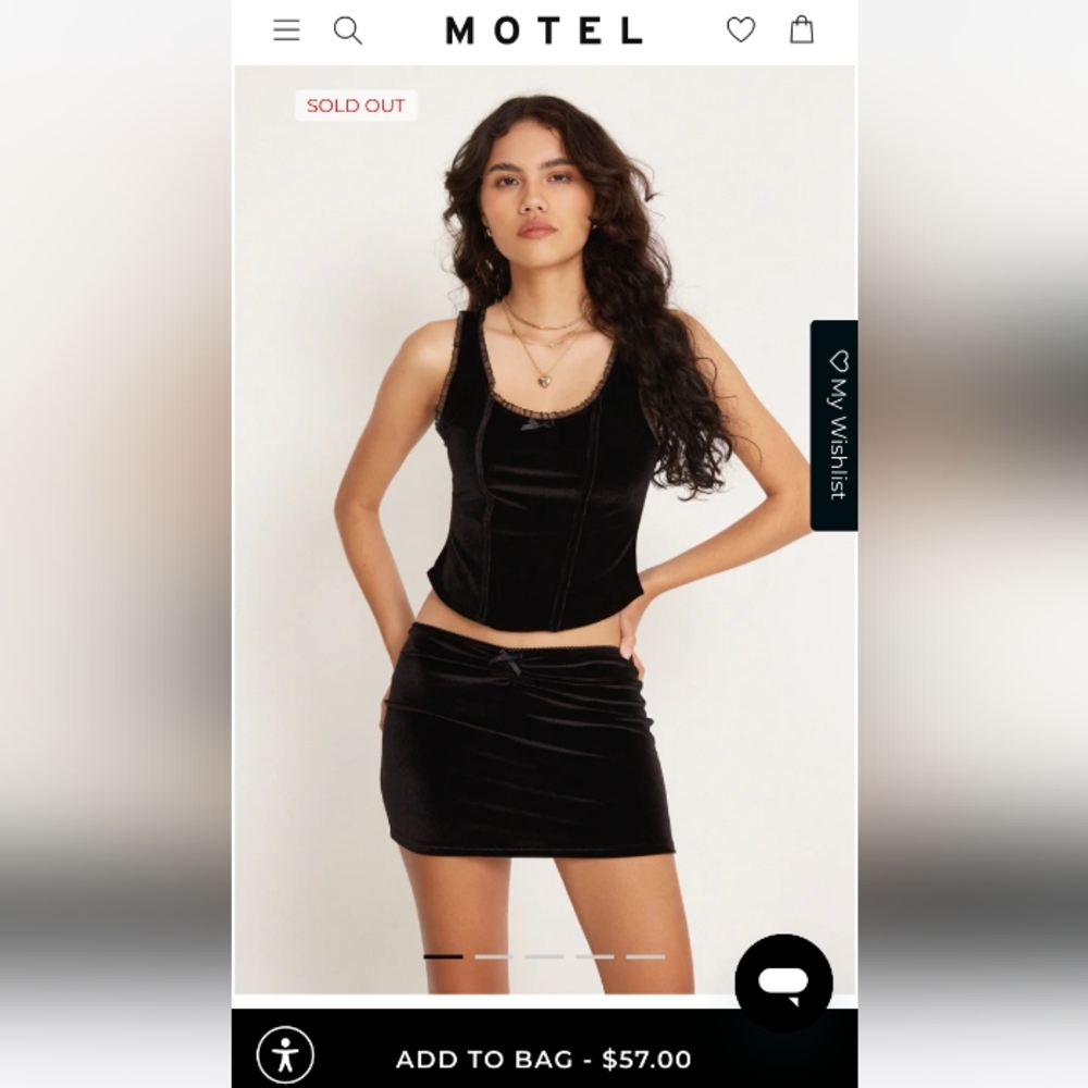 Motel Rocks Siwangi Corset Style Top in Black Velvet